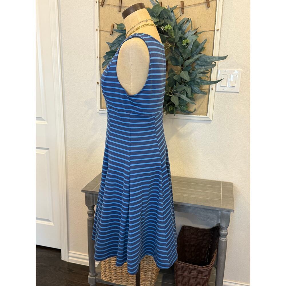 PETER SOM Design Nation Blue Striped Fit & Flare Dress Women size 8 Preppy - Picture 3 of 5